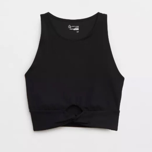 OFFLINE By Aerie Real Me Xtra Twist Crop Tank Top in Black - Picture 3 of 5